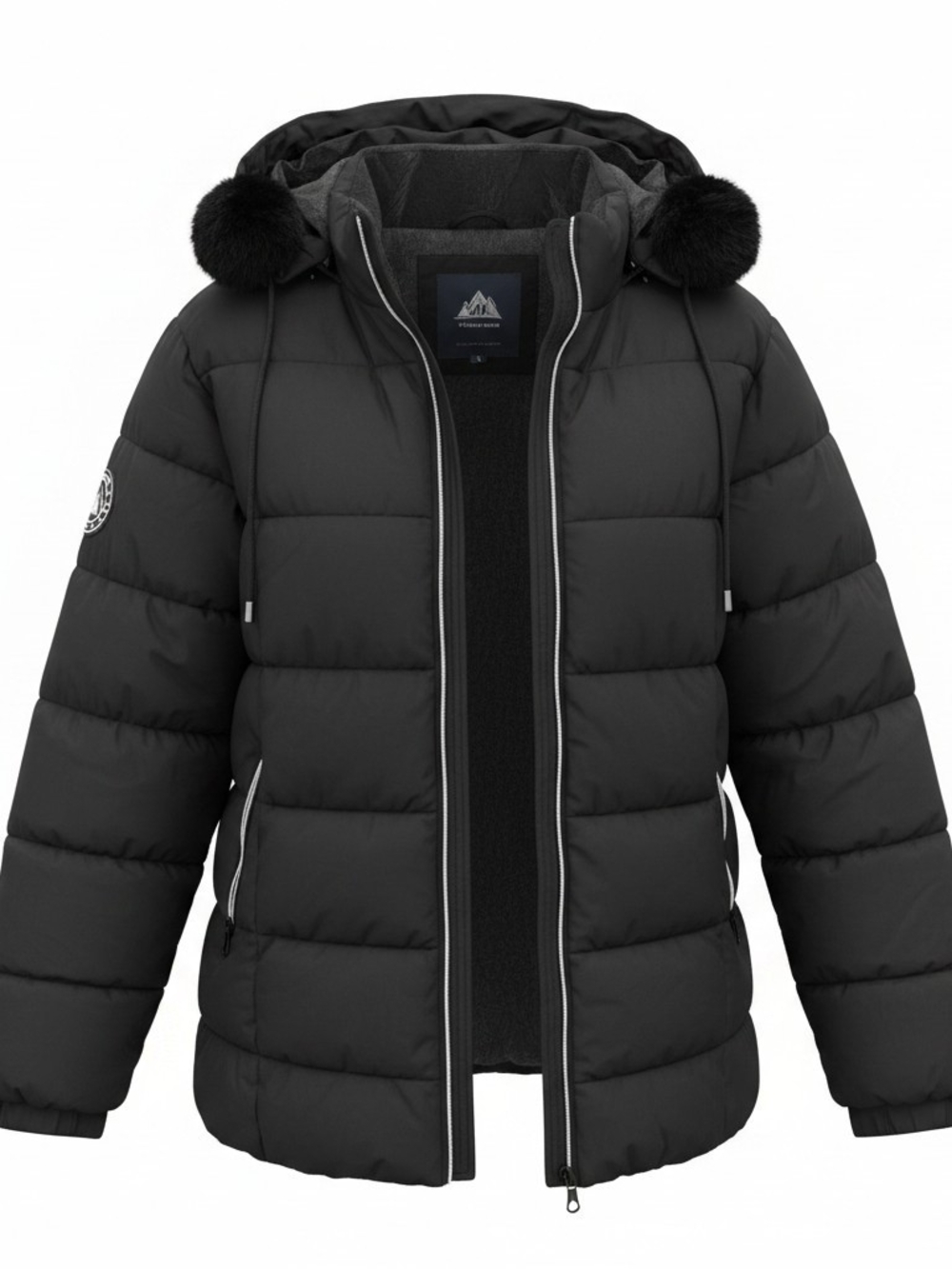 Outdoor -  Black Puffer Jacket with Hood Women's (XL)